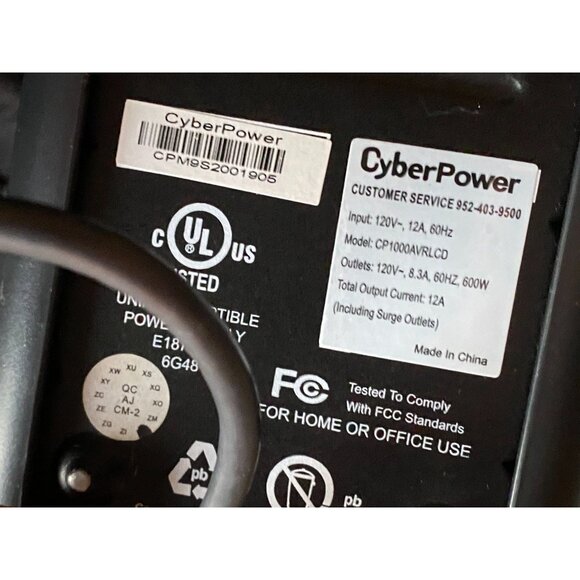 CyberPower CP1000AVRLCD UPS Battery Back Up Surge Protector w/ Batteries, WORKS - Picture 6 of 6